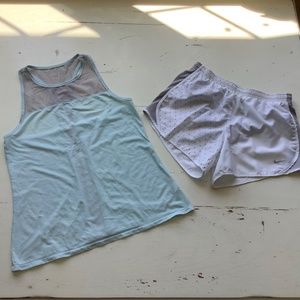 Bundle Athleta racerback tank XSP + Nike Dri Fit White running shorts